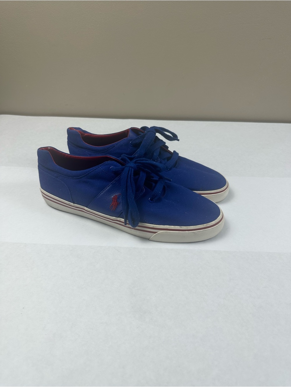 Polo by Ralph Lauren Royal Blue Canvas Low-Top Sneakers with Red Logo